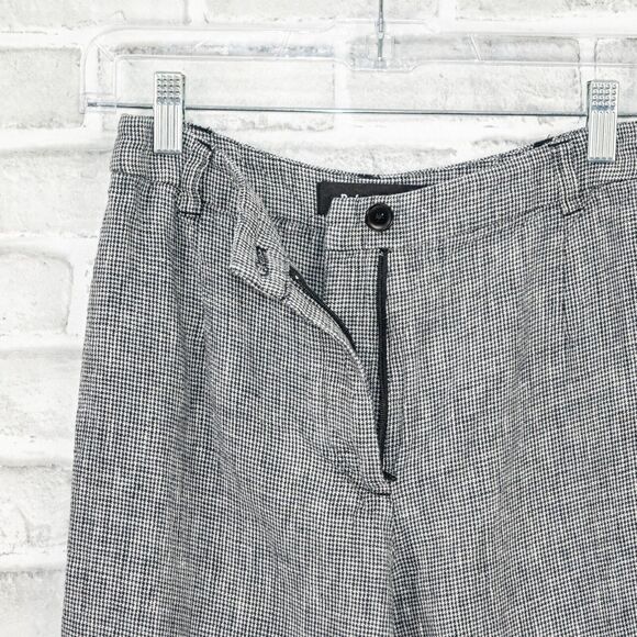 Reformation Women's 100% linen Wide leg Houndstooth pants black white size 0 - Picture 8 of 8